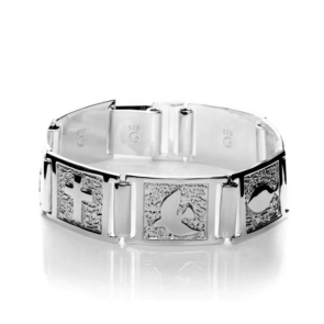 Vera Design Infinity Bracelet with symbols Icelandic Jewellery rhodium plated sterling silver